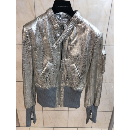 PHILIPP PLEIN Lederjacke silber Gr. S