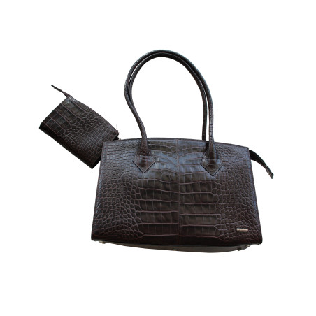 NAVYBOOT Kroko Prägung Leder Handtasche inkl. Kosmetiktasche