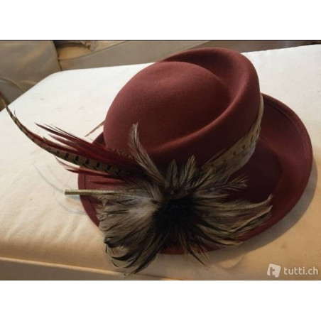 HAND MADE Eleganter, handgefertigter Damenhut mit Federschmuck - Pre-loved Designer Second Hand | LUXURYLOVE