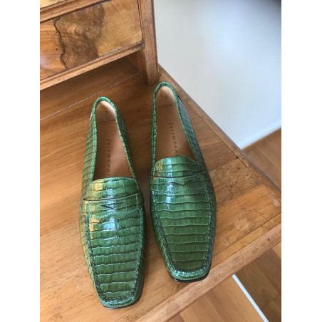 FAIRMOUNT Mokassin Grün Kroko Style Gr. 39 NEU