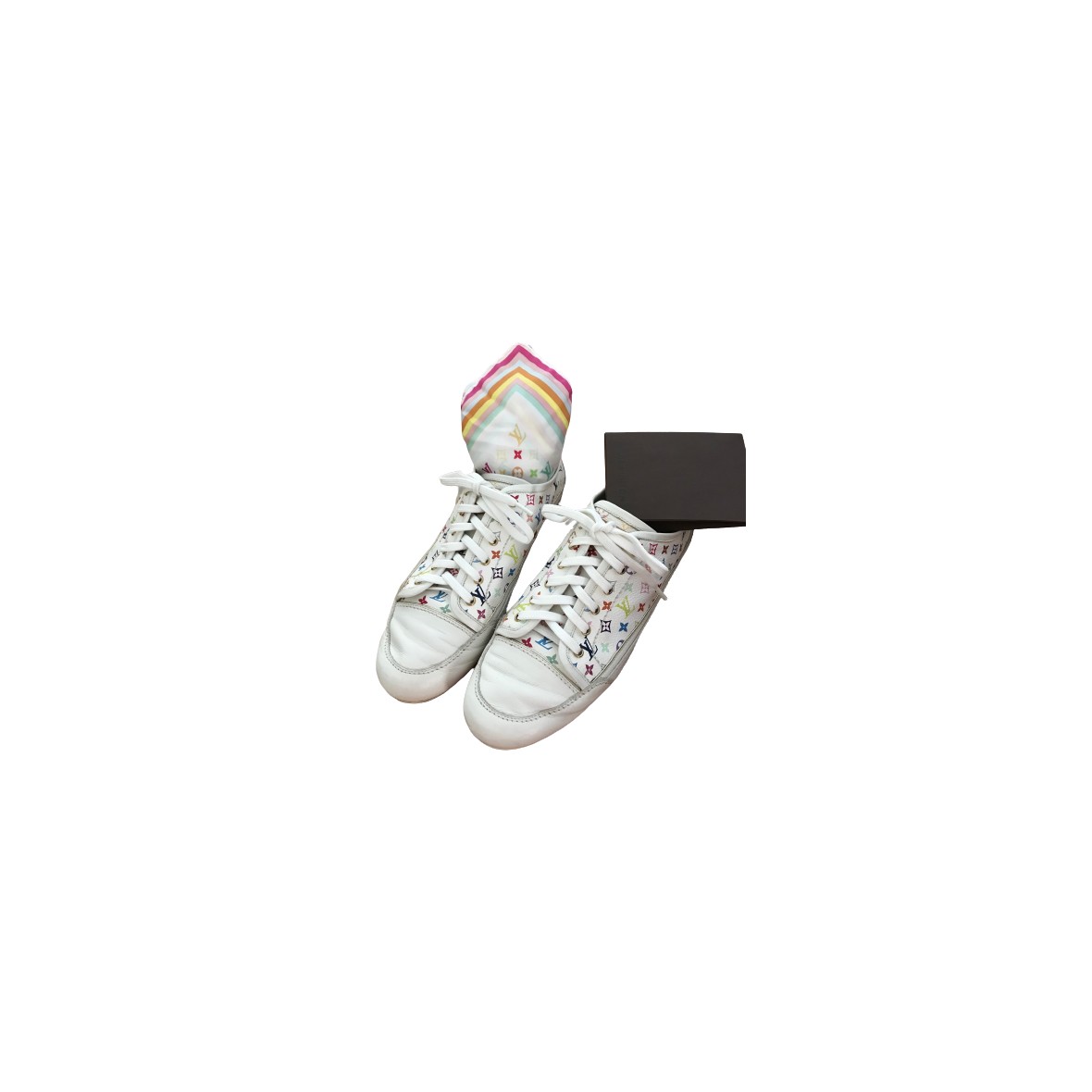 LOUIS VUITTON Sneaker Gr. 37.5. Weiss Multicolor Monogram. Guter Zustand.