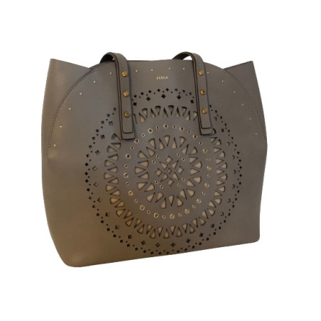 FURLA Aurora Laser Cut large Tote bag Leder grau/Sabbia. NEU