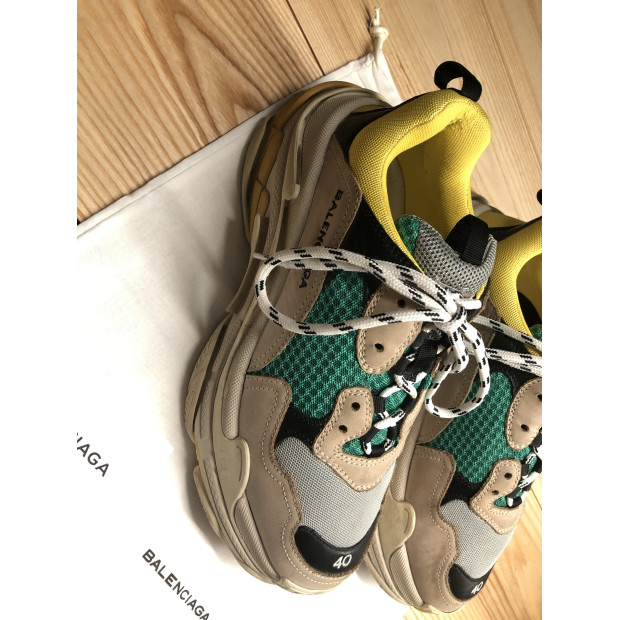 balenciaga triple s beige green yellow