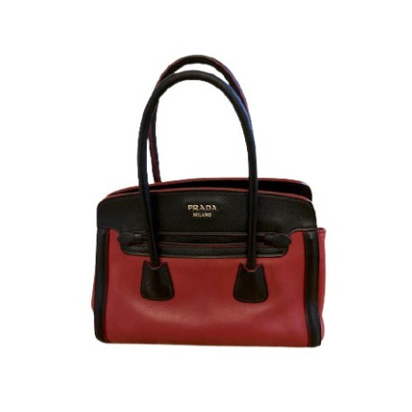 PRADA Henkeltasche Zaffiano rot schwarz. sehr guter Zustand 