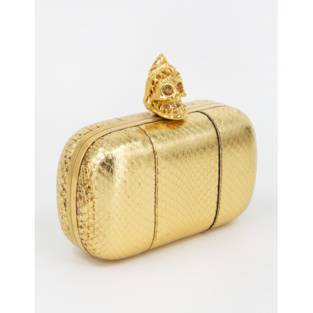 ALEXANDER MCQUEEN Skull Clutch Schlangenleder gold. Sehr guter Zustand