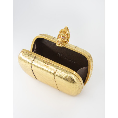 ALEXANDER MCQUEEN Skull Clutch Schlangenleder gold. Sehr guter Zustand