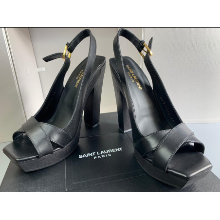 SAINT LAURENT Sandalette Plateau Leder schwarz Gr. 39. Zustand NEU