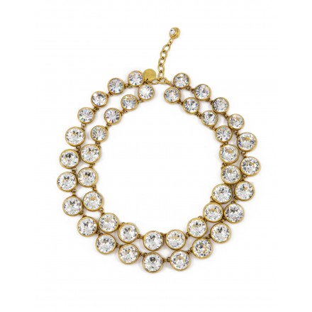 CHANEL Halskette 2-reihig Modeschmuck Strasssteine goldfarben. Sehr guter Zustand 
