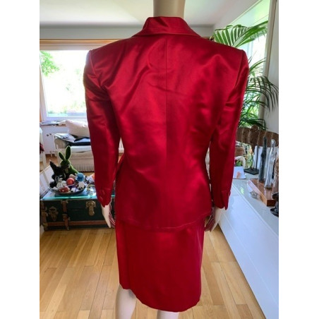 YVES SAINT LAURENT YSL evening suit in bordeau silk satin - Pre-loved Designer Second Hand | LUXURYLOVE