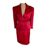 YSL evening suit in bordeau silk satin