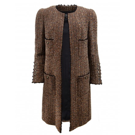 CHANEL Vintage Tweed Mantel braun Gr. S. Guter Zustand