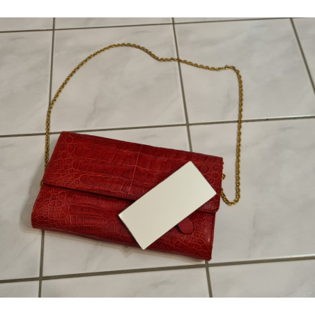 CAPE COBRA Pochette Clutch Crocodile Bag. Rot. Guter Zustand. 