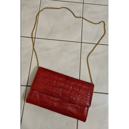 CAPE COBRA Pochette Clutch Crocodile Bag. Rot. Guter Zustand. 
