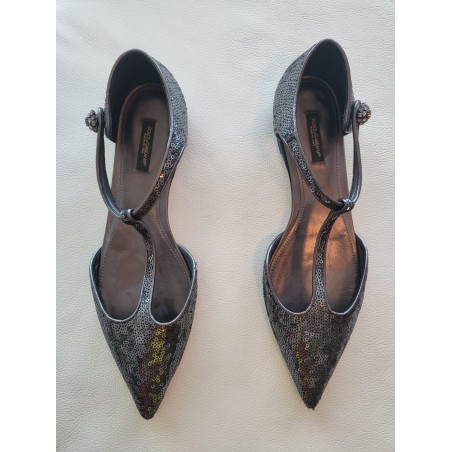 DOLCE & GABBANA Pailettenschuhe silber Gr. 41. Sehr guter Zustand