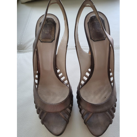 CHRISTIAN DIOR Peeptoes Leder metallic Gr. 41.5. Guter Zustand