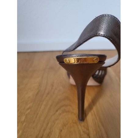 CHRISTIAN DIOR Peeptoes Leder metallic Gr. 41.5. Guter Zustand