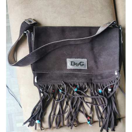 DOLCE & GABBANA SHOULDER BAG WITH FRINGES SUEDE - Pre-loved Designer Second Hand | LUXURYLOVE