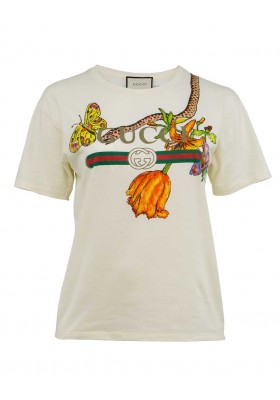 GUCCI Logo Butterfly Snake T-Shirt M. Pre-owned Secondhand Luxurylove