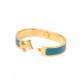 HERMÈS Clic H Armband Metall vergoldet & Emaille blau Gr. PM. Pre-owned Designer Secondhand Luxurylove