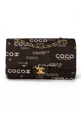 CHANEL Coco Logo Mania Medium Classic Double Flap Bag Secondhand 