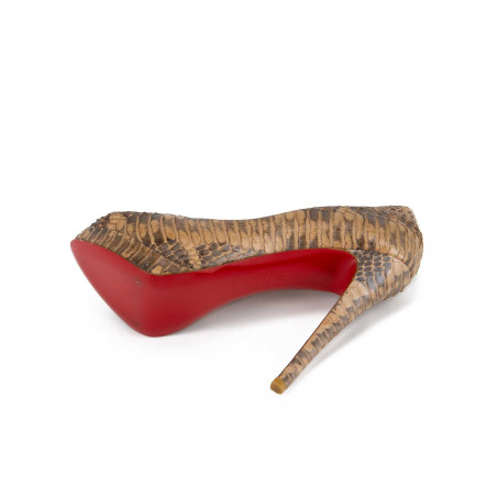 CHRISTIAN LOUBOUTIN Altadama 140 Peep Toe Pumps Python braun 38 Pre-owned Designer Secondhand Luxurylove