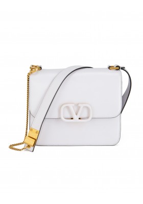 VALENTINO VSling Crossbody Bag gross Leder weiss Pre-owned Designer Secondhand Luxurylove