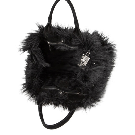 PRADA Handtasche Kunstfell & Wildleder schwarz Pre-owned Designer Secondhand Luxurylove