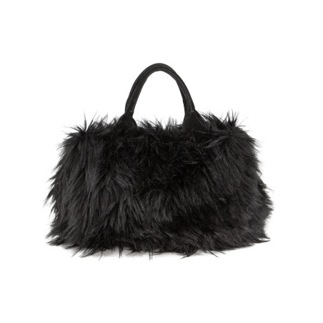 PRADA Handtasche Kunstfell & Wildleder schwarz Pre-owned Designer Secondhand Luxurylove