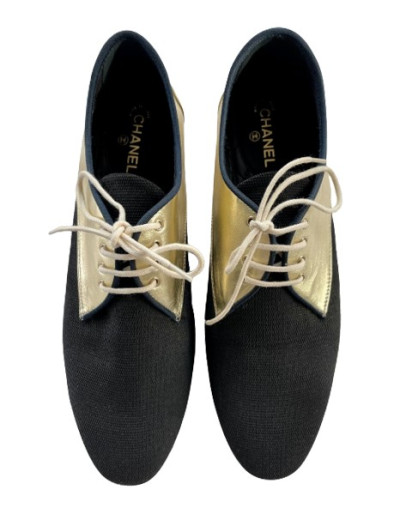 CHANEL Canvas brogues lace-up shoes - NEW - Pre-loved Designer Second Hand | LUXURYLOVE