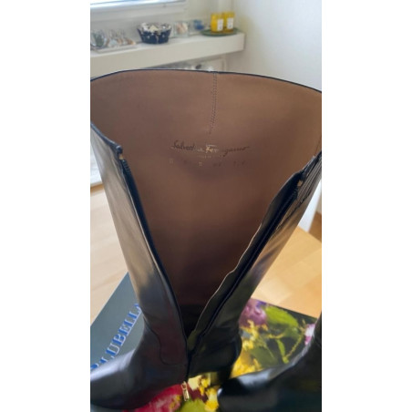 SALVATORE FERRAGAMO Stiefel schwarz Gr. 36.5 Pre-owned Designer Secondhand Luxurylove. 