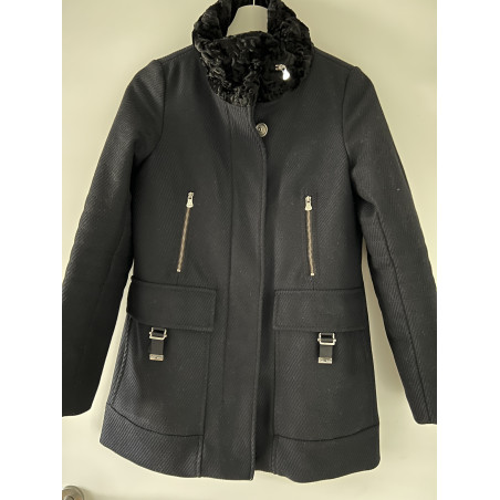 PEUTEREY Mantel Wolle mit Kunstfellkragen navy 34 Pre-owned Designer Secondhand Luxurylove