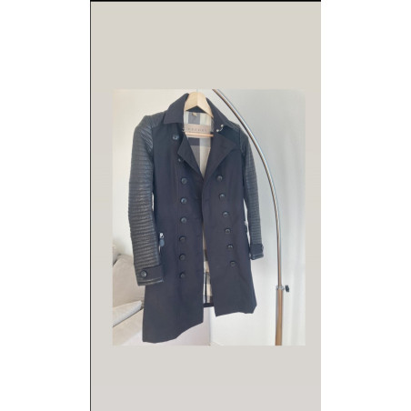 BURBERRY Trenchcoat Lederärmel schwarz 32 Pre-owned Designer Secondhand Luxurylove