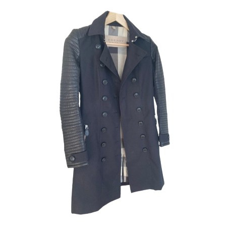 BURBERRY Trenchcoat Lederärmel schwarz 32 Pre-owned Designer Secondhand Luxurylove