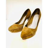 Olive suede heels