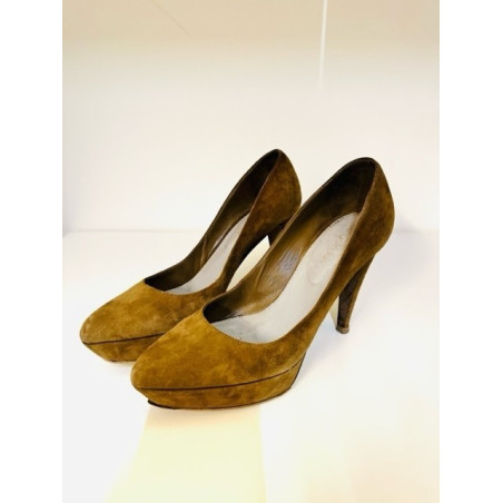 SERGIO ROSSI Olive suede heels - Pre-loved Designer Second Hand | LUXURYLOVE