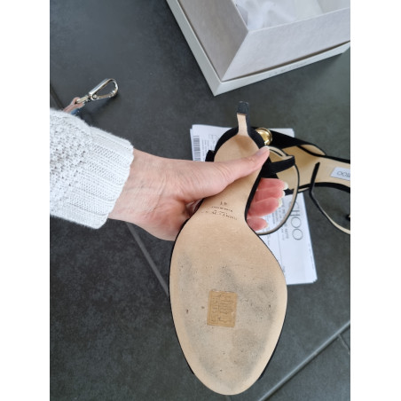 JIMMY CHOO Sacura Sandalette schwarz 41 Pre-owned Designer Secondhand Luxurylove