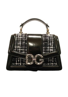 DOLCE & GABBANA Amore Tweed Bag schwarz Pre-owned Designer Secondhand Luxurylove