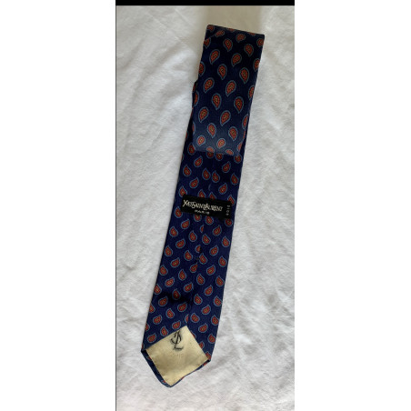 YVES SAINT LAURENT Krawatte Seide blau Pre-owned Designer Secondhand Luxurylove
