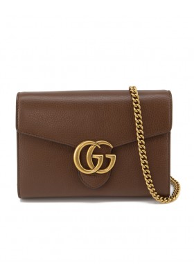 GUCCI GG Marmont Wallet on Chain Bag braun Pre-owned Designer Secondhand Luxurylove