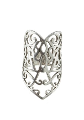 YVES SAINT LAURENT Vintage Ornament Logo Silber Ring