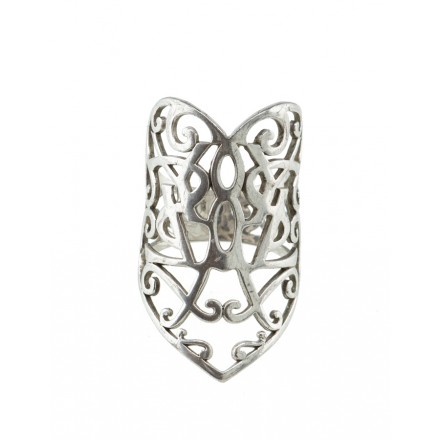 YVES SAINT LAURENT Vintage Ornament Logo Silber Ring