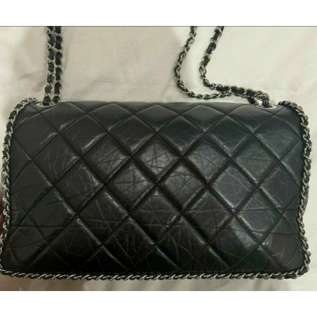 CHANEL Chain Around Flab Bag medium schwarz Pre-owned Designer Secondhand Luxurylove