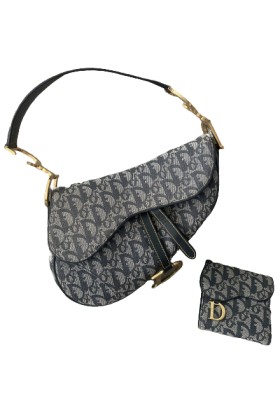 DIOR Saddle Bag & Portemonnaie Oblique navy Pre-owned Designer Secondhand Luxurylove