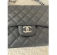 CHANEL Classic Flap Bag Jumbo Caviar Leder schwarz silber Pre-owned Designer Secondhand Luxurylove