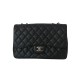 CHANEL Classic Flap Bag Jumbo Caviar Leder schwarz silber Pre-owned Designer Secondhand Luxurylove