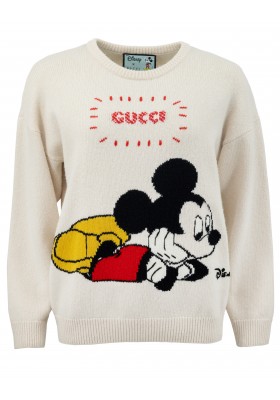 GUCCI Mickey Mouse Strickpullover creme S Pre-owned Designer Secondhand Luxurylove