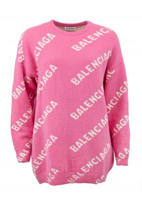 BALENCIAGA Logo Strickpullover pink S Pre-owned Designer Secondhand Luxurylove