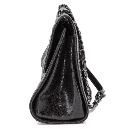CHANEL Single Jumbo Flap Bag Glazed Soft Caviar schwarz aged ruthenium Pre-owned Designer Secondhand Luxurylove
