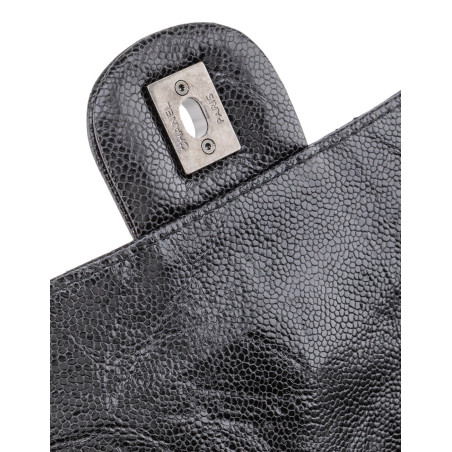CHANEL Single Jumbo Flap Bag Glazed Soft Caviar schwarz aged ruthenium Pre-owned Designer Secondhand Luxurylove