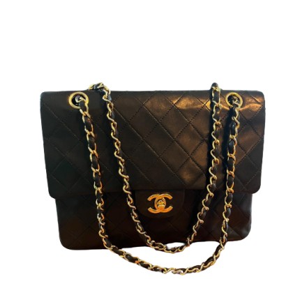 CHANEL Flap Bag Lammleder schwarz vergoldet Pre-owned Designer Secondhand Luxurylove